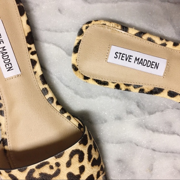 Steve Madden Bev Leopard Cow Hair Slide Sandal 6.5 - Picture 3 of 11